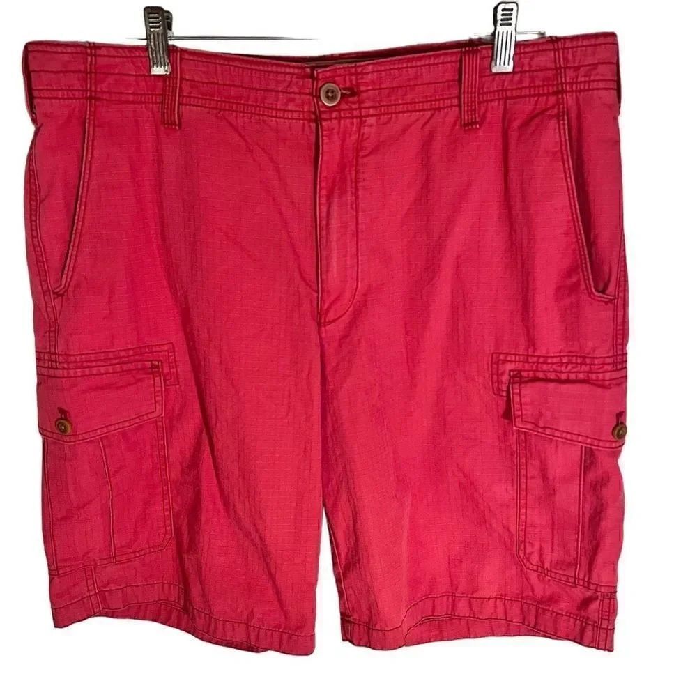 Izod Saltwater Cargo Shorts Mens 36 X 10.5 Salmon Cotton Ripstop